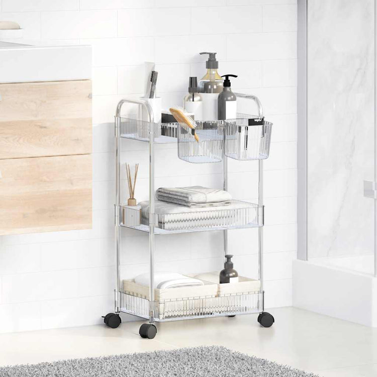 Vidaxl Storage Trolley 3 couches 37x28x68 cm acrylique transparent