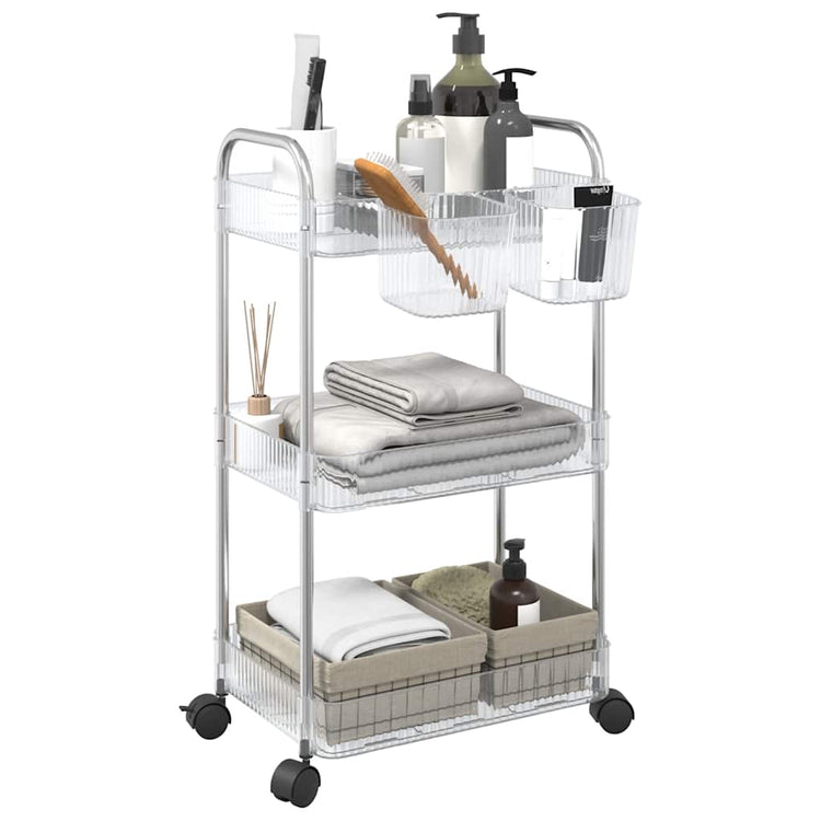 Vidaxl Storage Trolley 3 couches 37x28x68 cm acrylique transparent