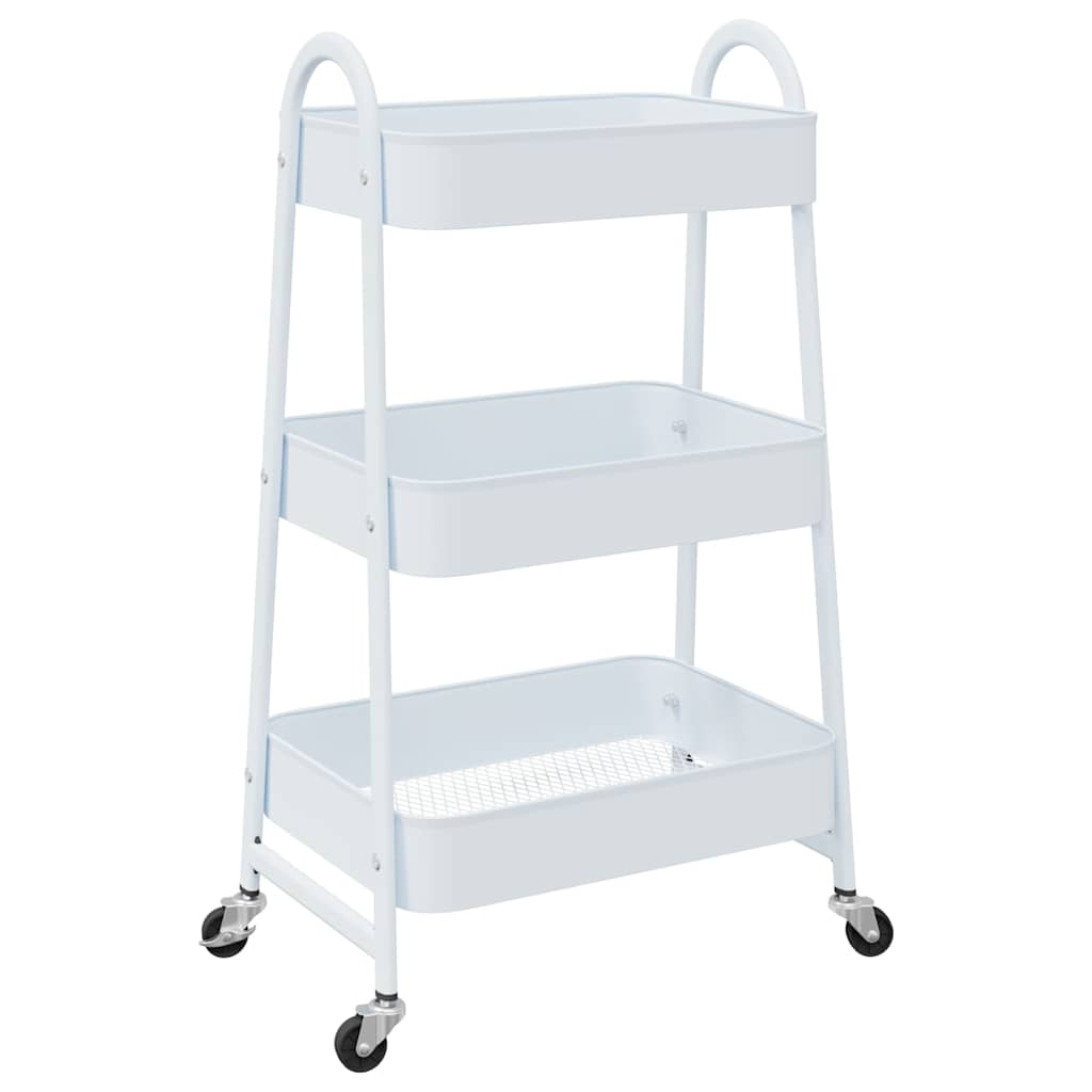 Vidaxl Storage Trolley 3 couches 42x41.5x77 cm en acier blanc