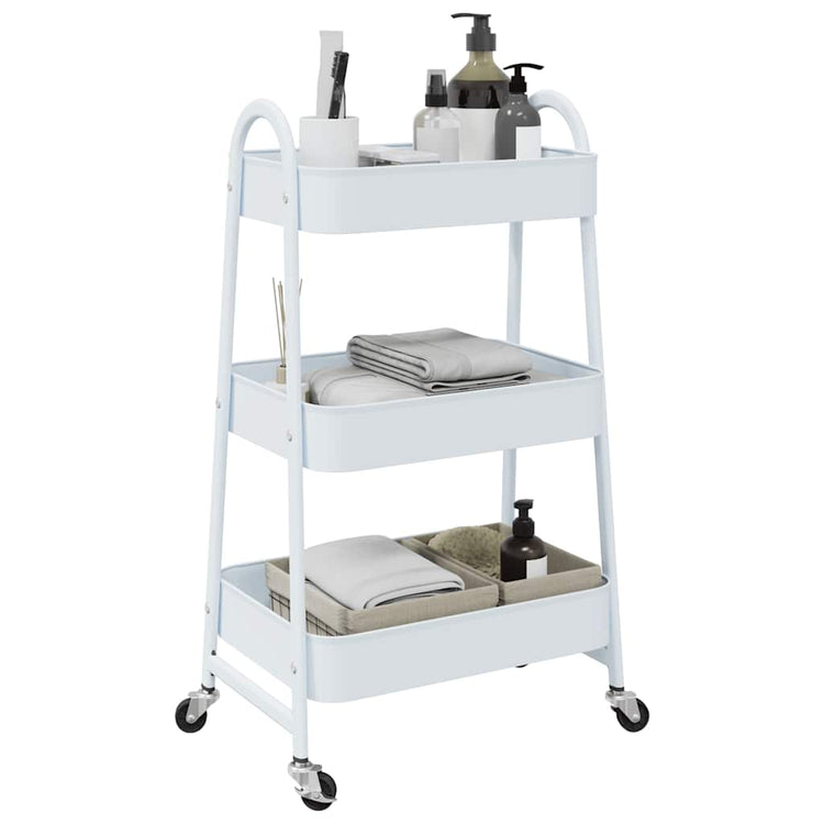 Vidaxl Storage Trolley 3 couches 42x41.5x77 cm en acier blanc