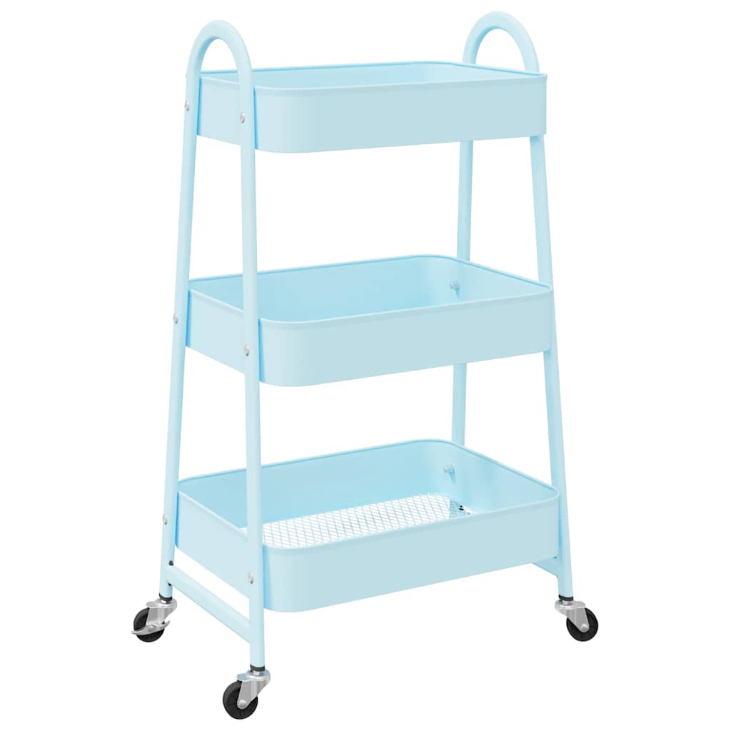 Vidaxl Storage Trolley 3 couches 42x41.5x77 cm en acier bleu