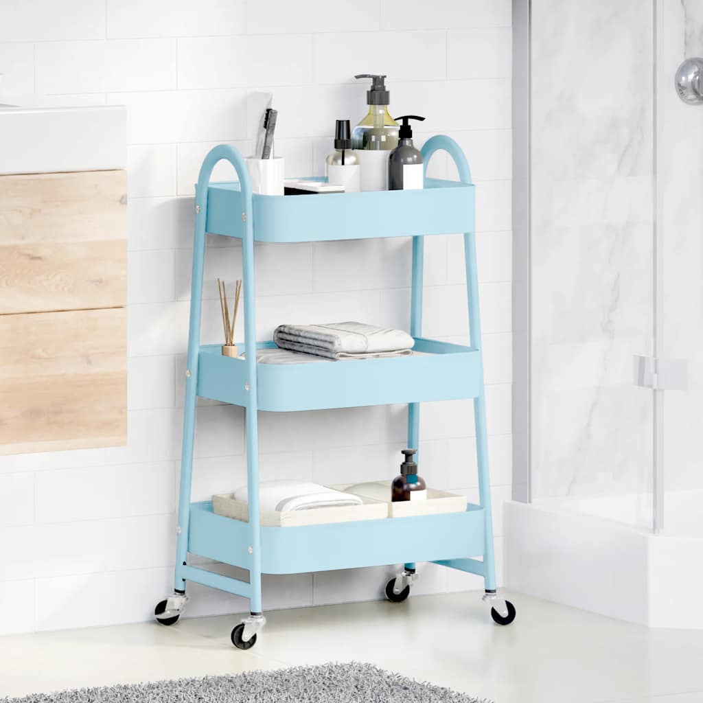 Vidaxl Storage Trolley 3 couches 42x41.5x77 cm en acier bleu
