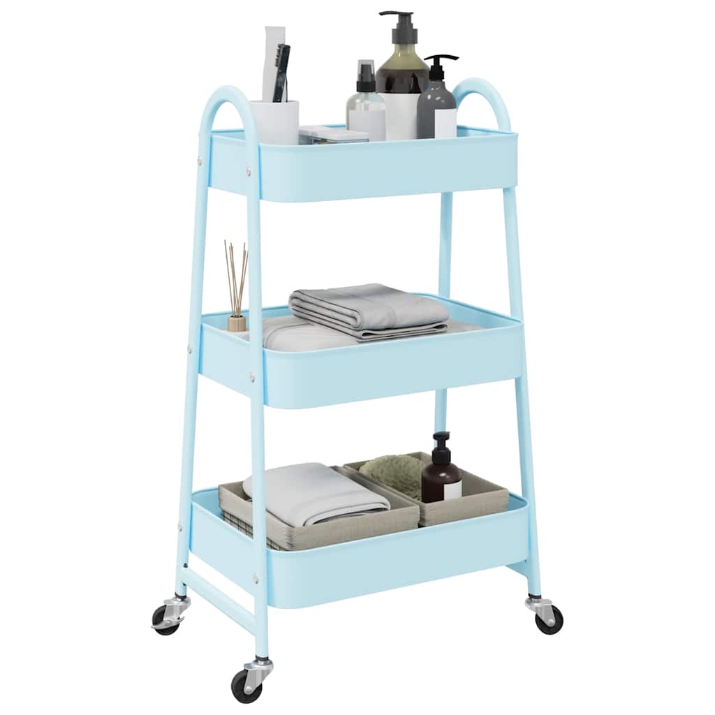 Vidaxl Storage Trolley 3 couches 42x41.5x77 cm en acier bleu