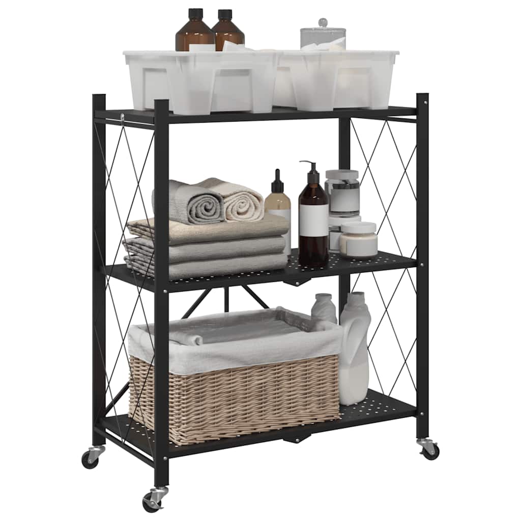 Rack de stockage Vidaxl sur roues 71x34x88 cm en acier noir
