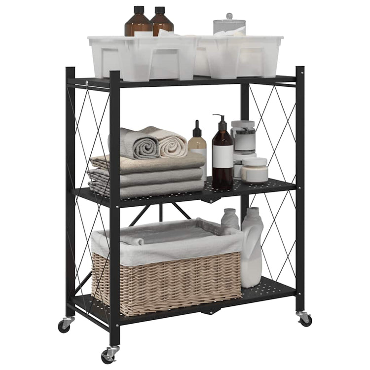 Rack de stockage Vidaxl sur roues 71x34x88 cm en acier noir