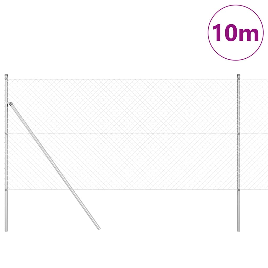 Vidaxl poteau de clôture argent 10 x 1 m (maille 40 x 40 mm) acier