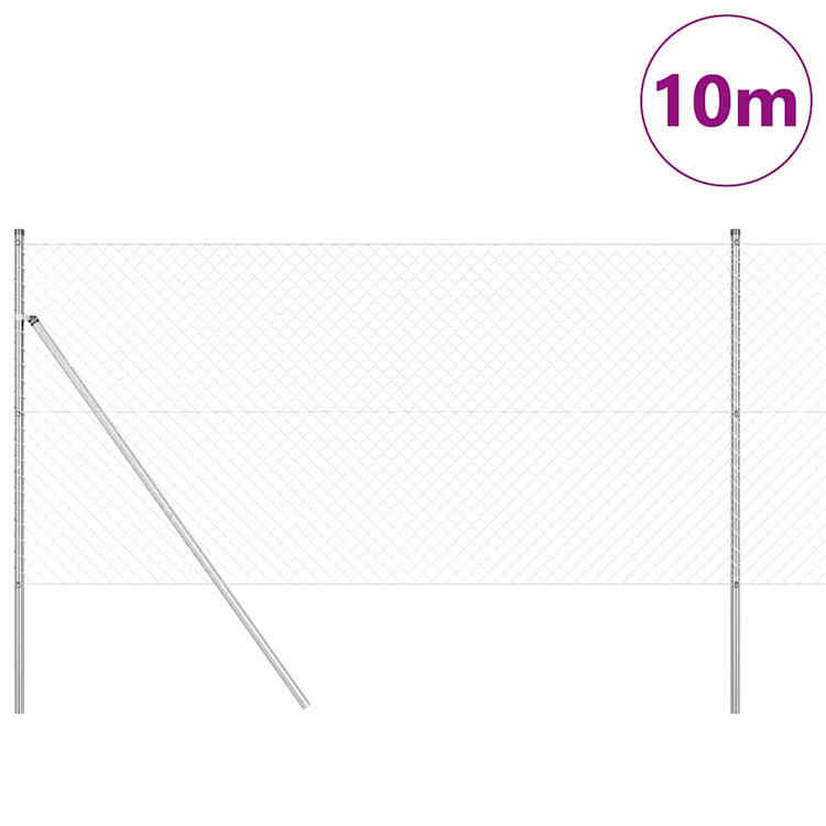 Vidaxl poteau de clôture argent 10 x 1 m (maille 40 x 40 mm) acier