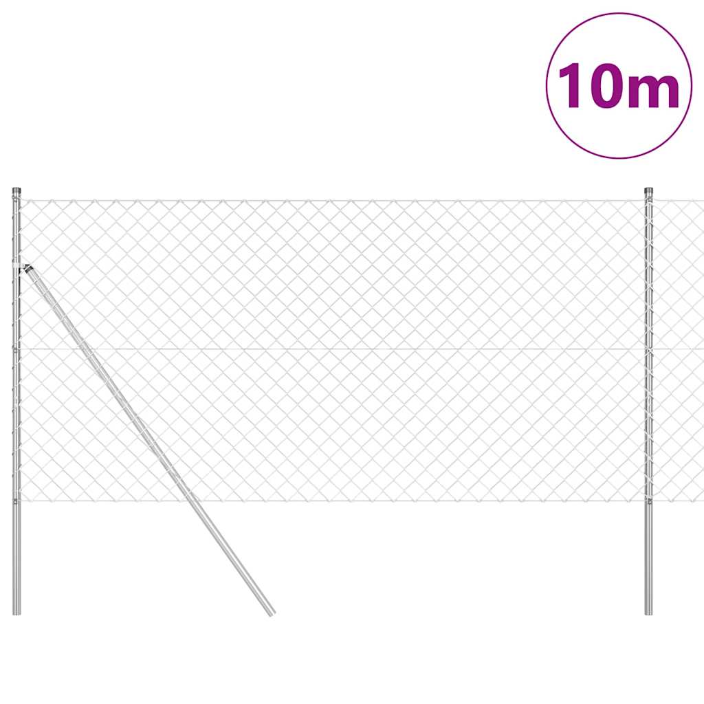 Vidaxl poteau de clôture argent 10 x 1,2 m (maille 60 x 60 mm) acier