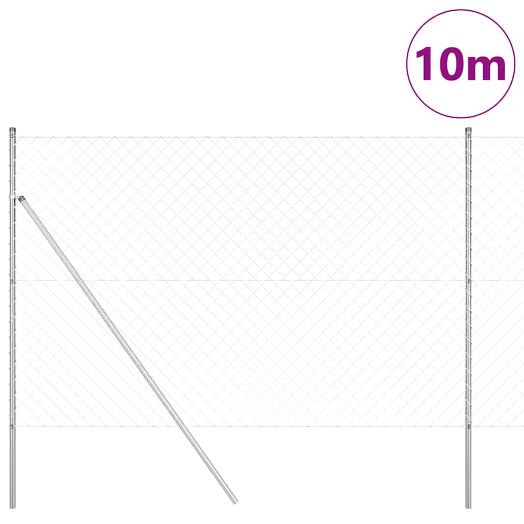 Vidaxl poteau de clôture argent 10 x 1,5 m (maille 60 x 60 mm) acier