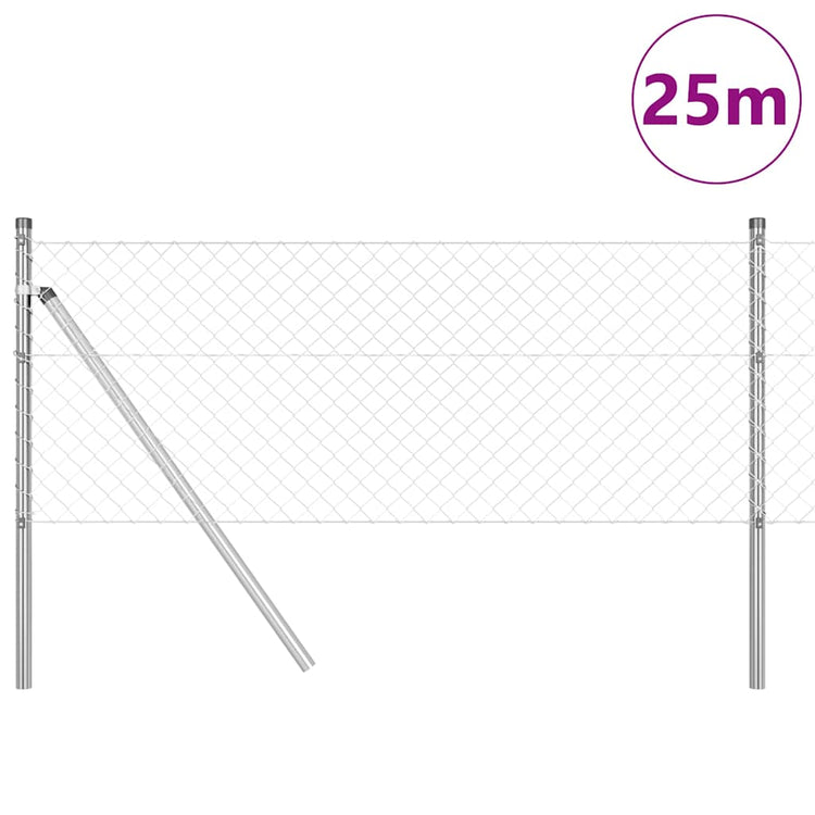 Vidaxl poteau de clôture argent 25 x 0,4 m (maille 40 x 40 mm) acier