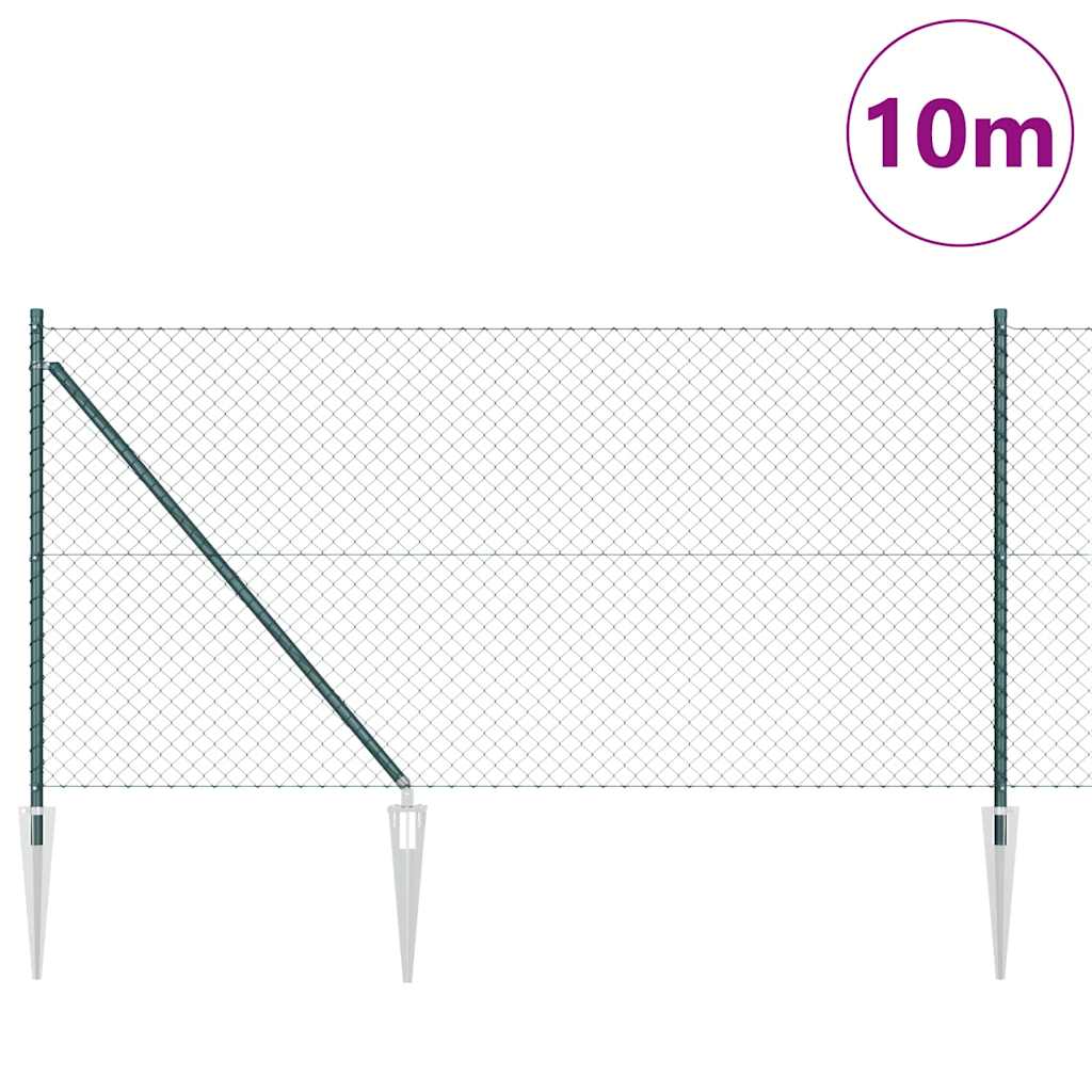 Vidaxl poteau de clôture vert 10 x 1 m (maille 40 x 40 mm) acier et PVC
