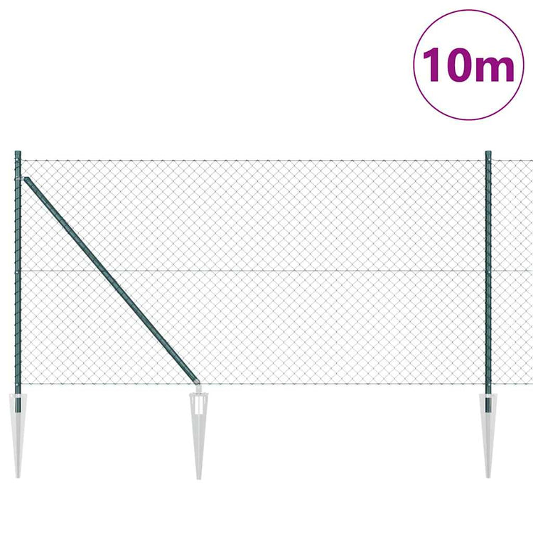 Vidaxl poteau de clôture vert 10 x 1 m (maille 40 x 40 mm) acier et PVC
