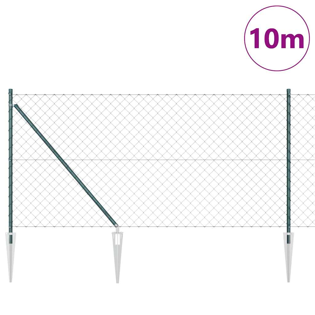 Vidaxl poteau de clôture vert 10 x 1 m (maille 60 x 60 mm) acier et PVC