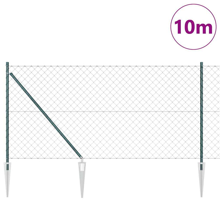 Vidaxl poteau de clôture vert 10 x 1 m (maille 60 x 60 mm) acier et PVC