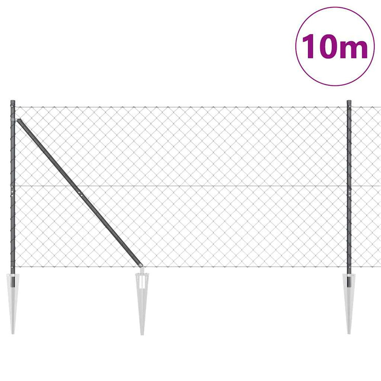Poteau de clôture Vidaxl gris 10 x 1,2 m (maille 60 x 60 mm)