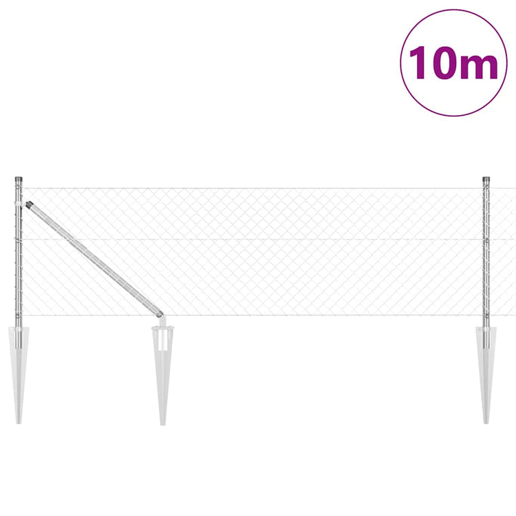Vidaxl poteau de clôture argent 10 x 0,8 m (maille 40 x 40 mm) acier