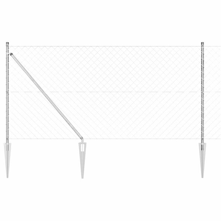 Vidaxl poteau de clôture argent 10 x 1 m (maille 60 x 60 mm) acier