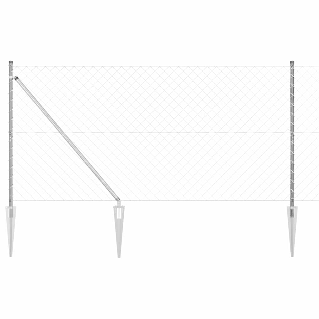 Vidaxl poteau de clôture argent 10 x 1,4 m (maille 60 x 60 mm) acier