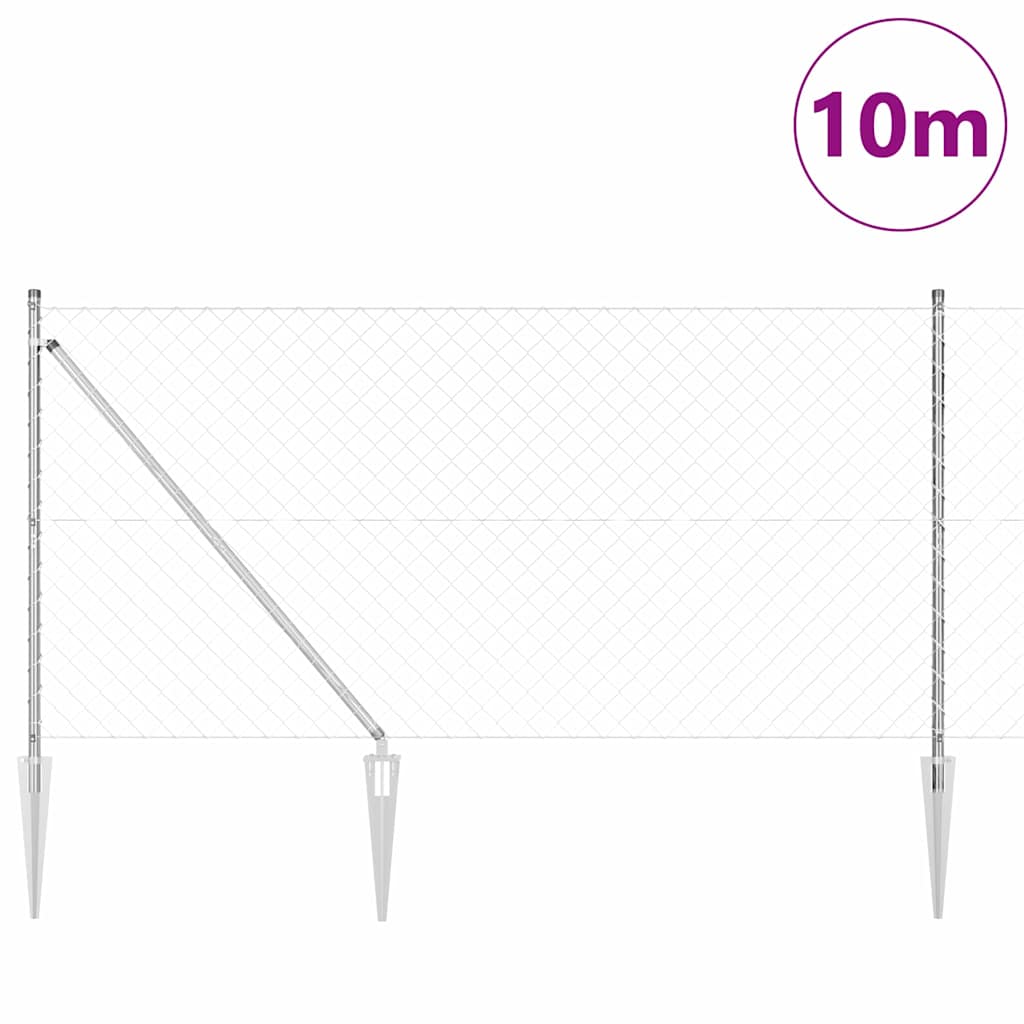 Vidaxl poteau de clôture argent 10 x 1,4 m (maille 60 x 60 mm) acier