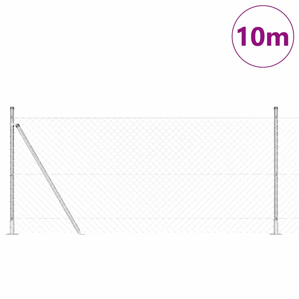 Vidaxl poteau de clôture argent 10 x 1 m (maille 40 x 40 mm) acier