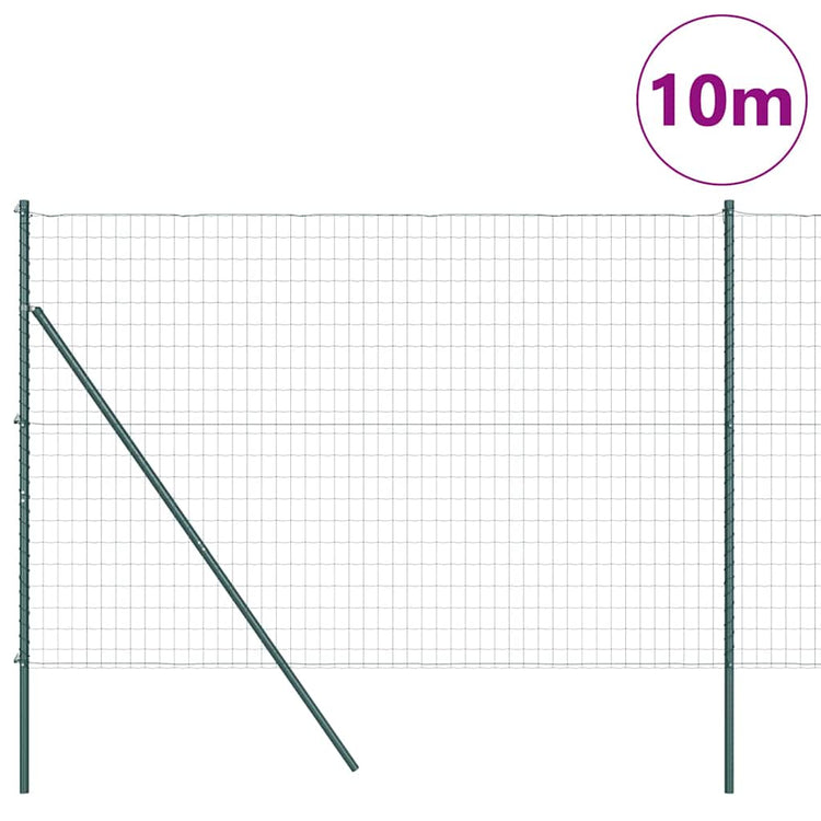 Clôture Vidaxl avec poteau vert 1,5 x 10 m acier et PVC