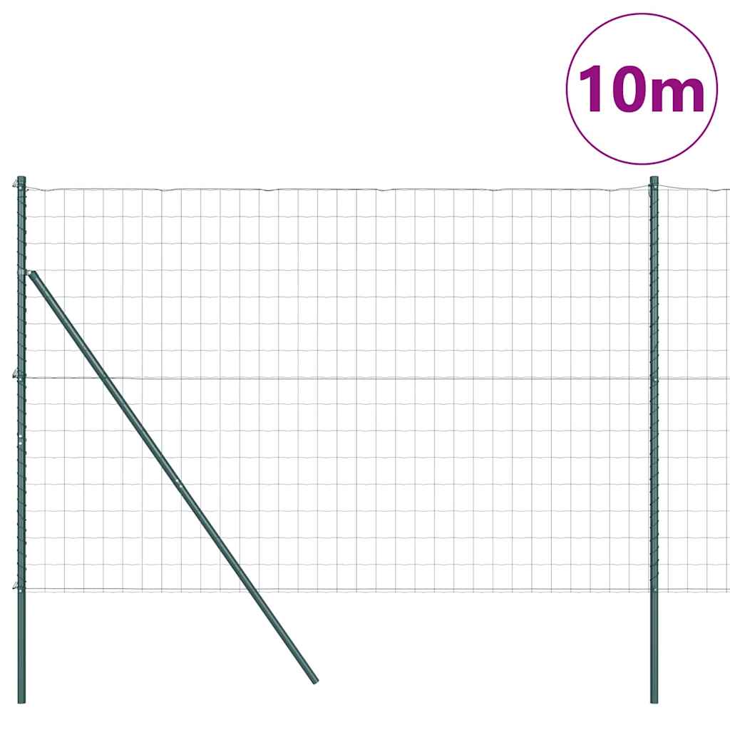 Clôture Vidaxl avec poteau vert 1,6 x 10 m acier et PVC