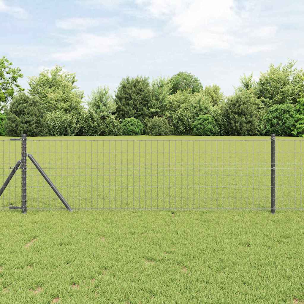 Clôture Vidaxl avec poteau gris 0,6 x 10 m acier et PVC