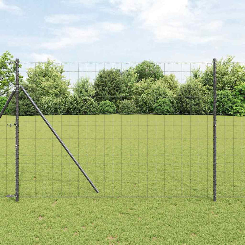 Vidaxl clôture avec poteau gris 1,5 x 10 m acier