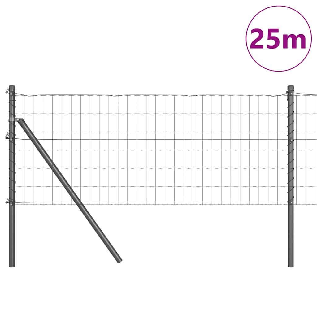 Clôture Vidaxl avec poteau gris 0,8 x 25 m acier et PVC