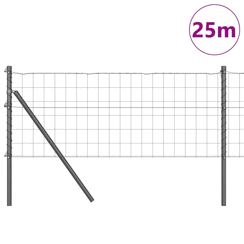 Clôture Vidaxl avec poteau gris 0,6 x 25 m acier et PVC