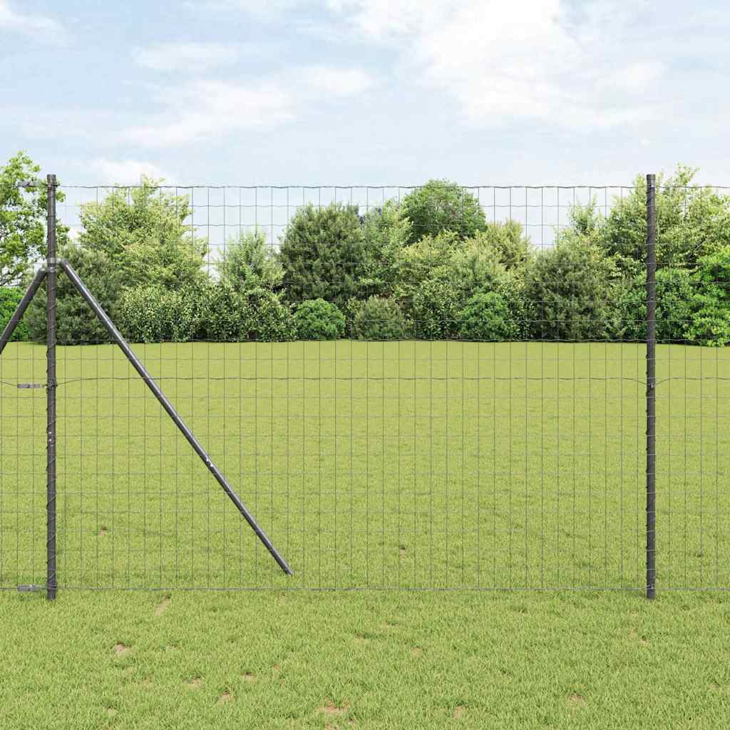 Vidaxl clôture avec poteau gris 1,5 x 10 m acier