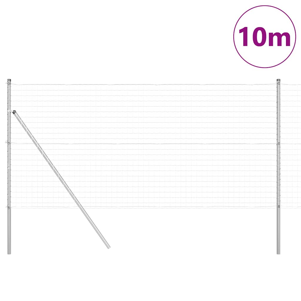 Clôture Vidaxl avec poteau argent 1 x 10 m acier et PVC