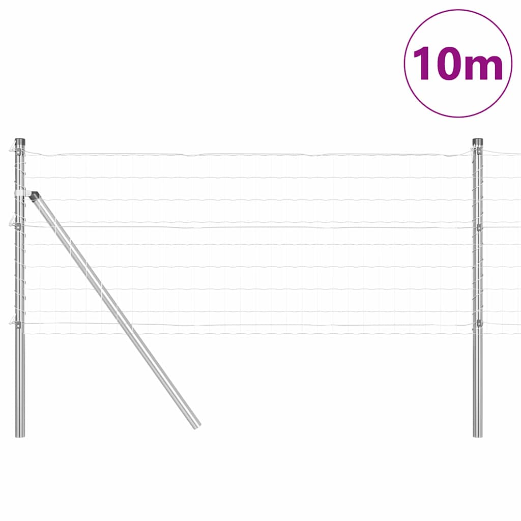 Clôture Vidaxl avec poteau argent 0,6 x 10 m acier et PVC