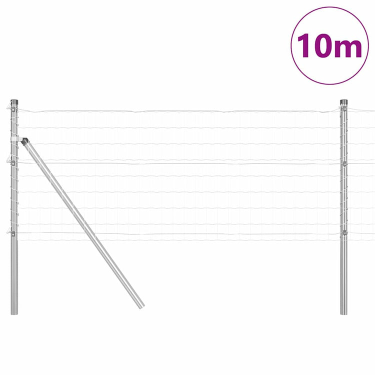 Clôture Vidaxl avec poteau argent 0,6 x 10 m acier et PVC