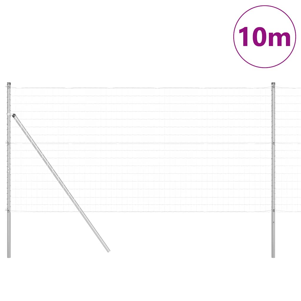 Clôture Vidaxl avec poteau argent 1,2 x 10 m acier et PVC