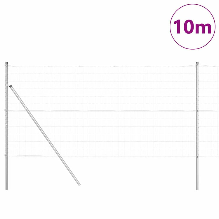 Clôture Vidaxl avec poteau argent 1,4 x 10 m acier et PVC