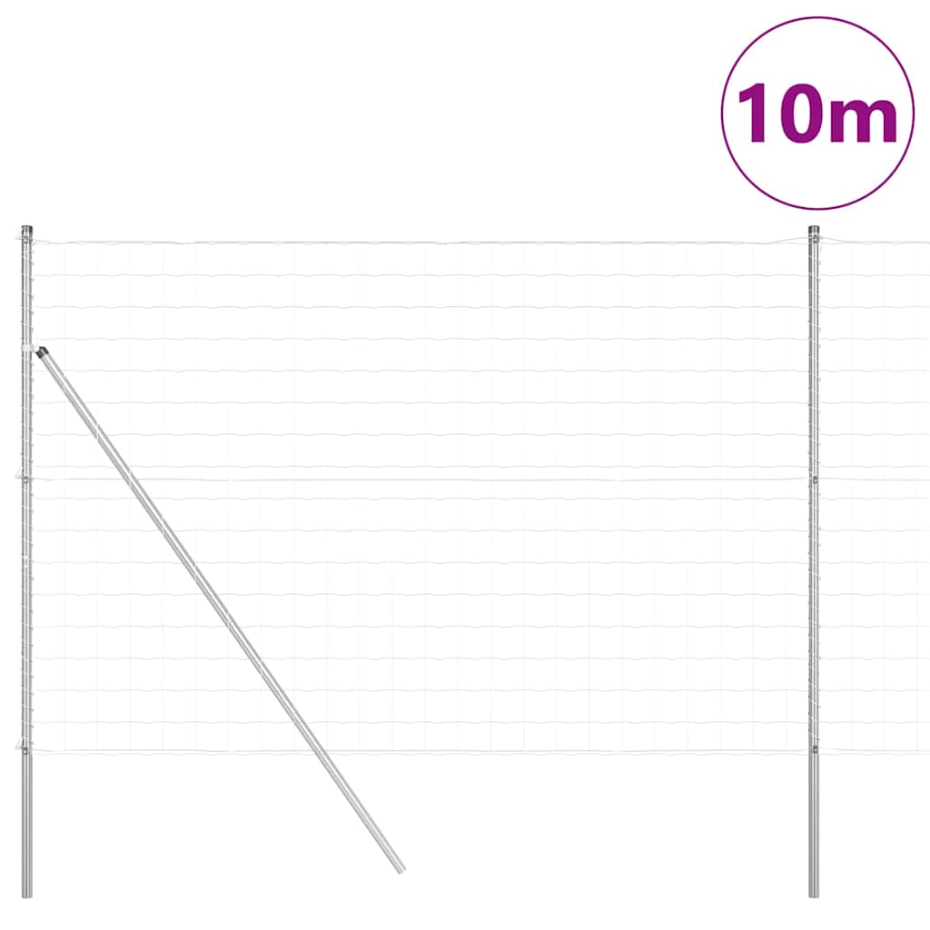 Clôture Vidaxl avec poteau argent 1,6 x 10 m acier et PVC