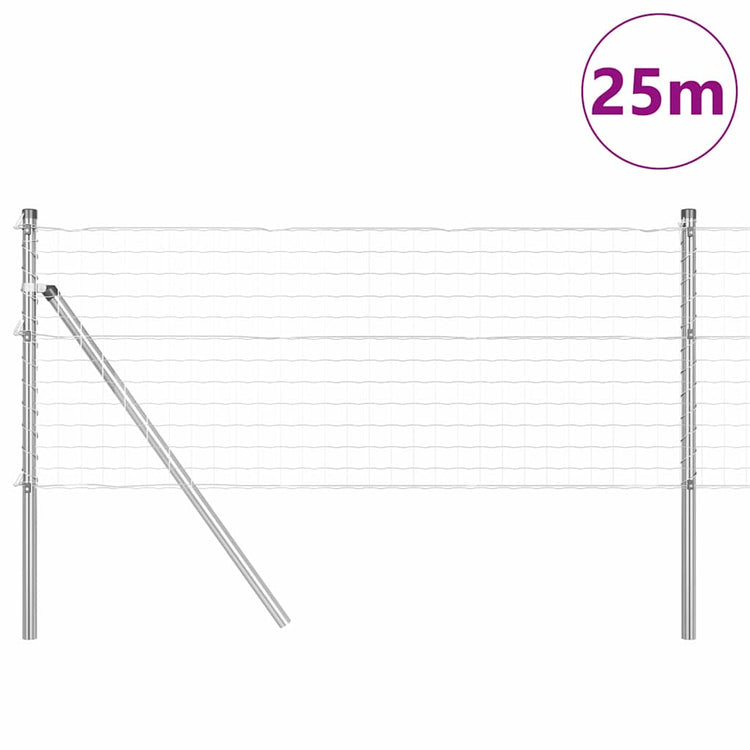 Clôture Vidaxxl avec poteau argent 0,6 x 25 m acier et PVC