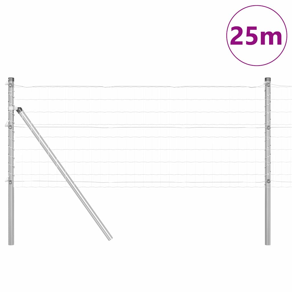 Clôture Vidaxxl avec poteau argent 0,6 x 25 m acier et PVC