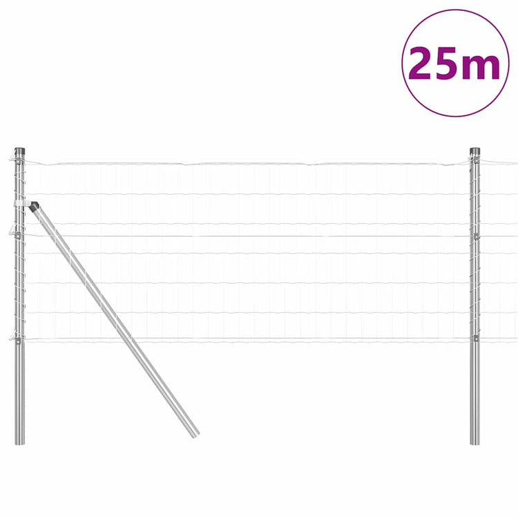 Clôture Vidaxxl avec poteau argent 0,6 x 25 m acier et PVC