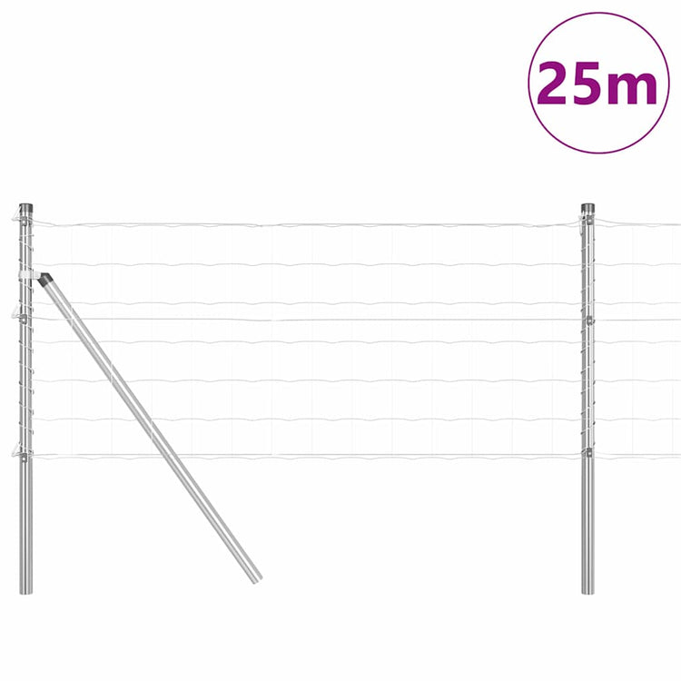 Clôture Vidaxl avec poteau argent 0,8 x 25 m acier et PVC