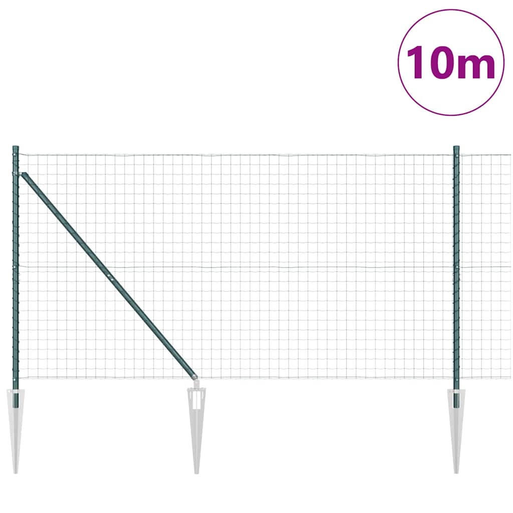 Clôture Vidaxxl avec poteau vert 1,2 x 10 m acier et PVC
