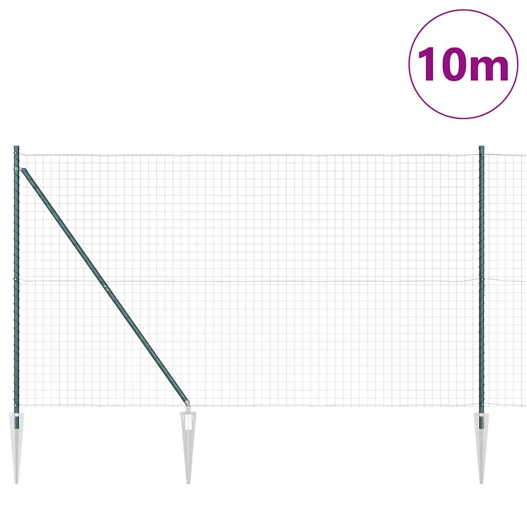 Clôture Vidaxl avec poteau vert 1,5 x 10 m acier et PVC