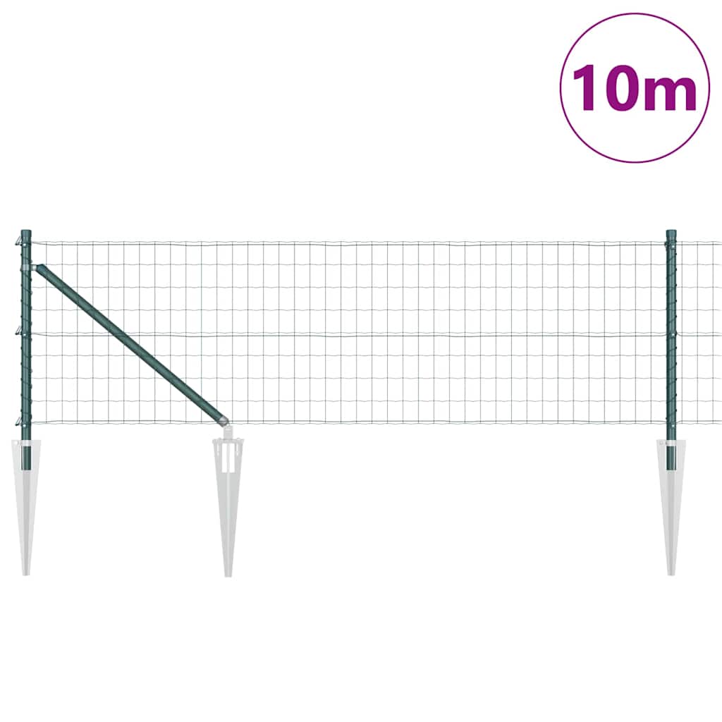 Clôture Vidaxxl avec poteau vert 0,4 x 10 m acier et PVC