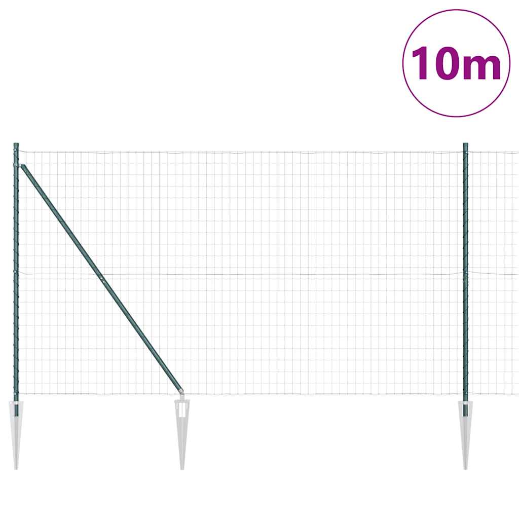 Clôture Vidaxl avec poteau vert 1,6 x 10 m acier et PVC