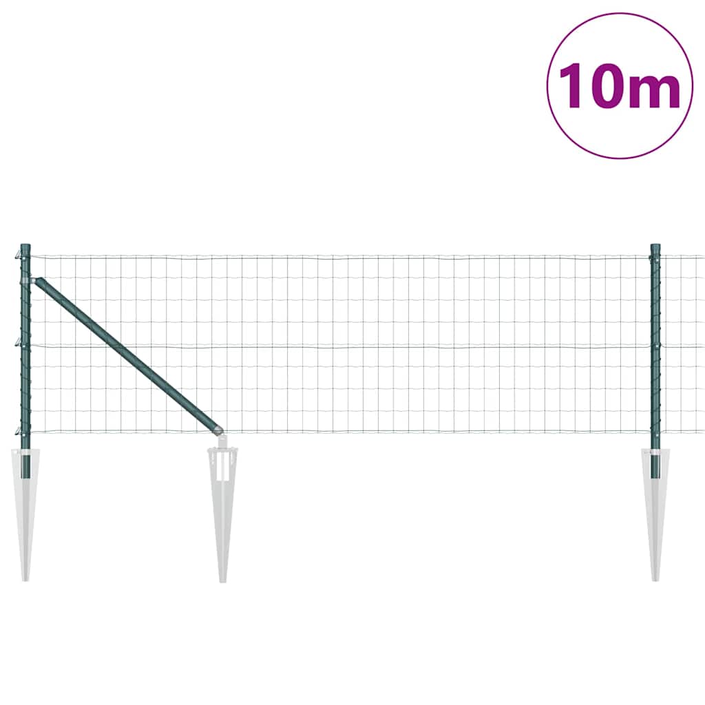 Clôture Vidaxl avec poteau vert 0,8 x 10 m acier et PVC