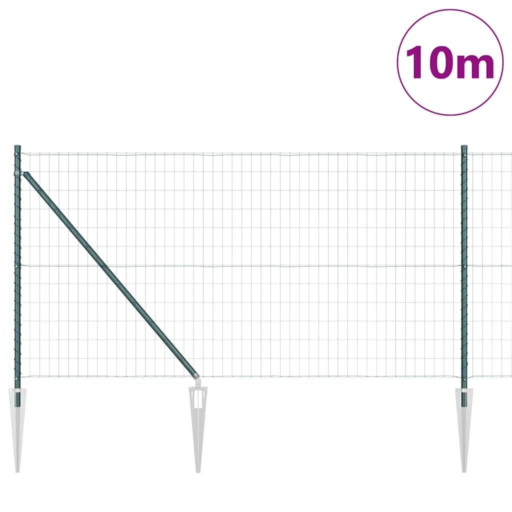 Clôture Vidaxxl avec poteau vert 1 x 10 m acier et PVC
