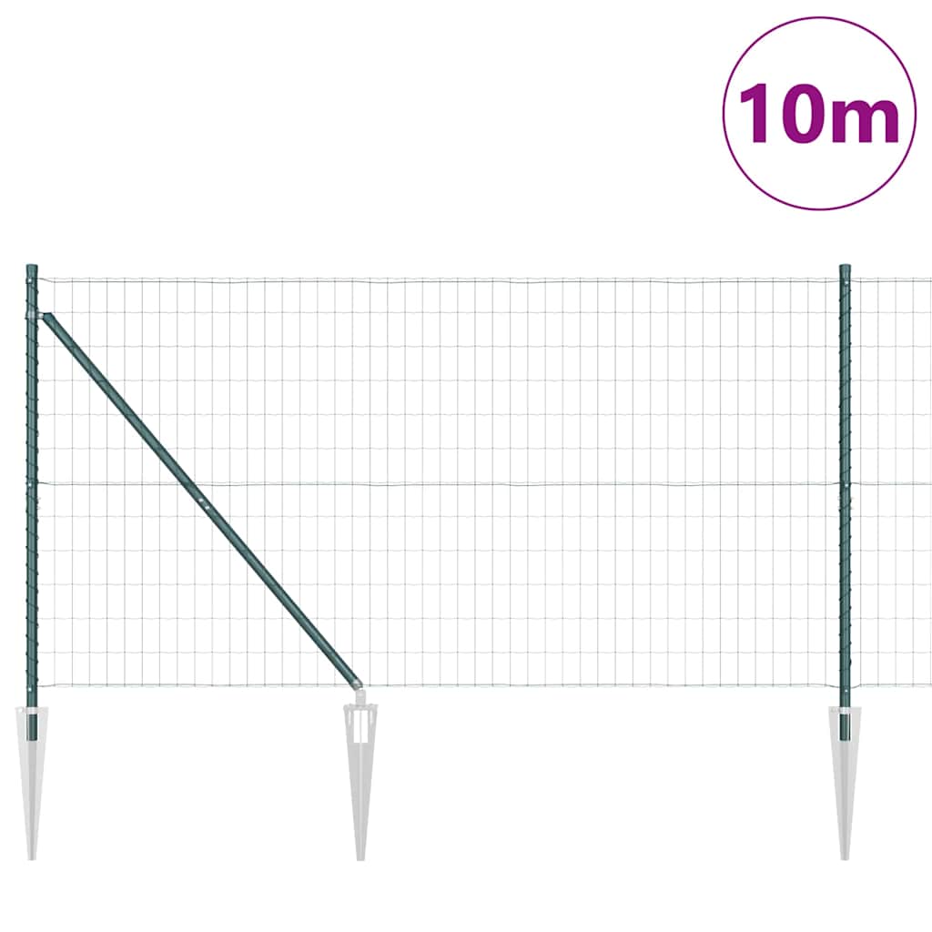 Clôture Vidaxxl avec poteau vert 1,2 x 10 m acier et PVC