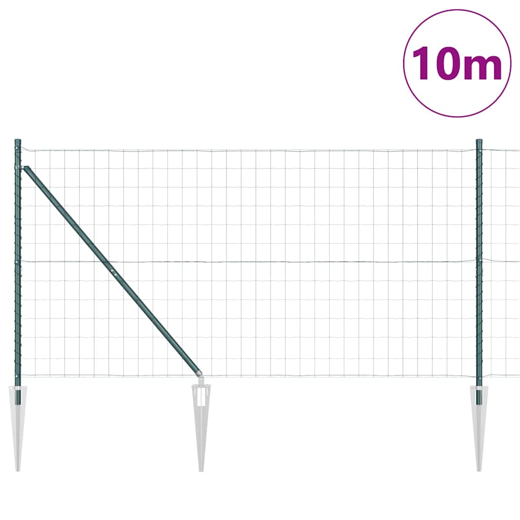 Clôture Vidaxxl avec poteau vert 1,2 x 10 m acier et PVC