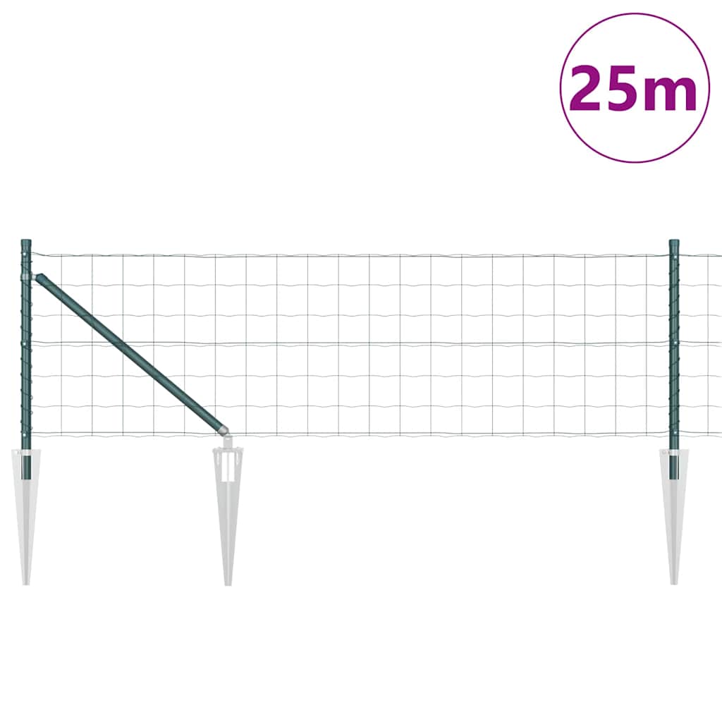 Clôture Vidaxxl avec poteau vert 0,4 x 25 m acier et PVC